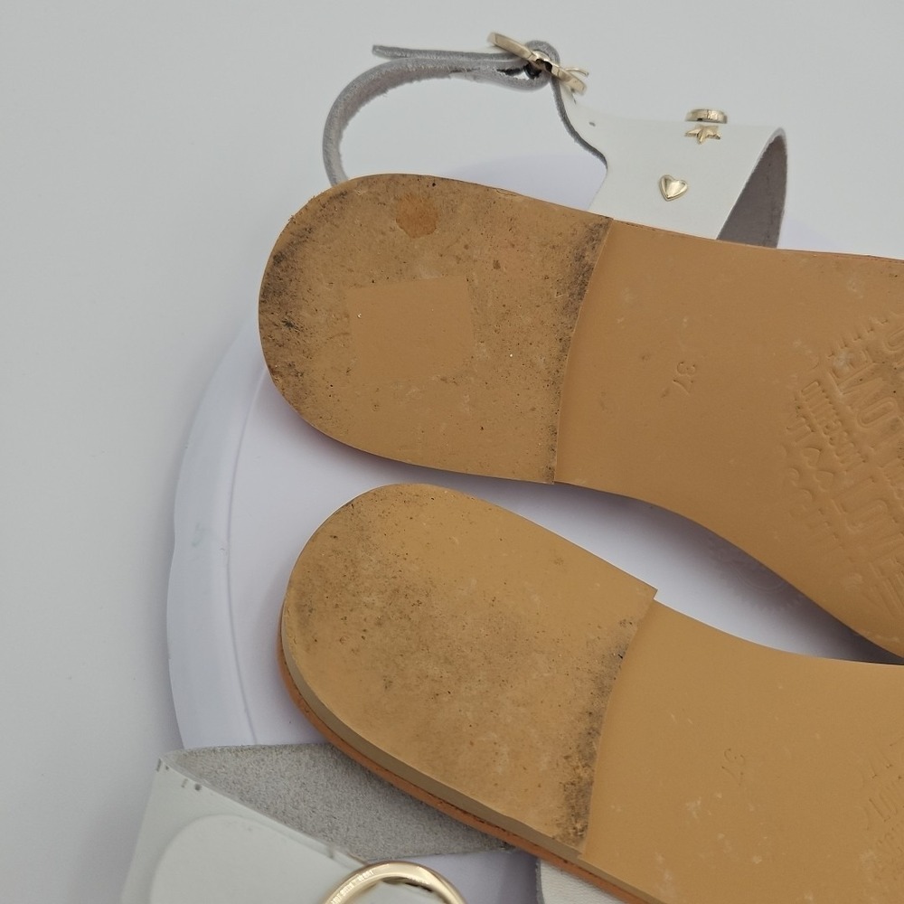 LOVE MOSCHINO White W/6.5 Ankle Strap Bride "I Do" Heart Wedding Sandals *EUC* - Picture 13 of 16